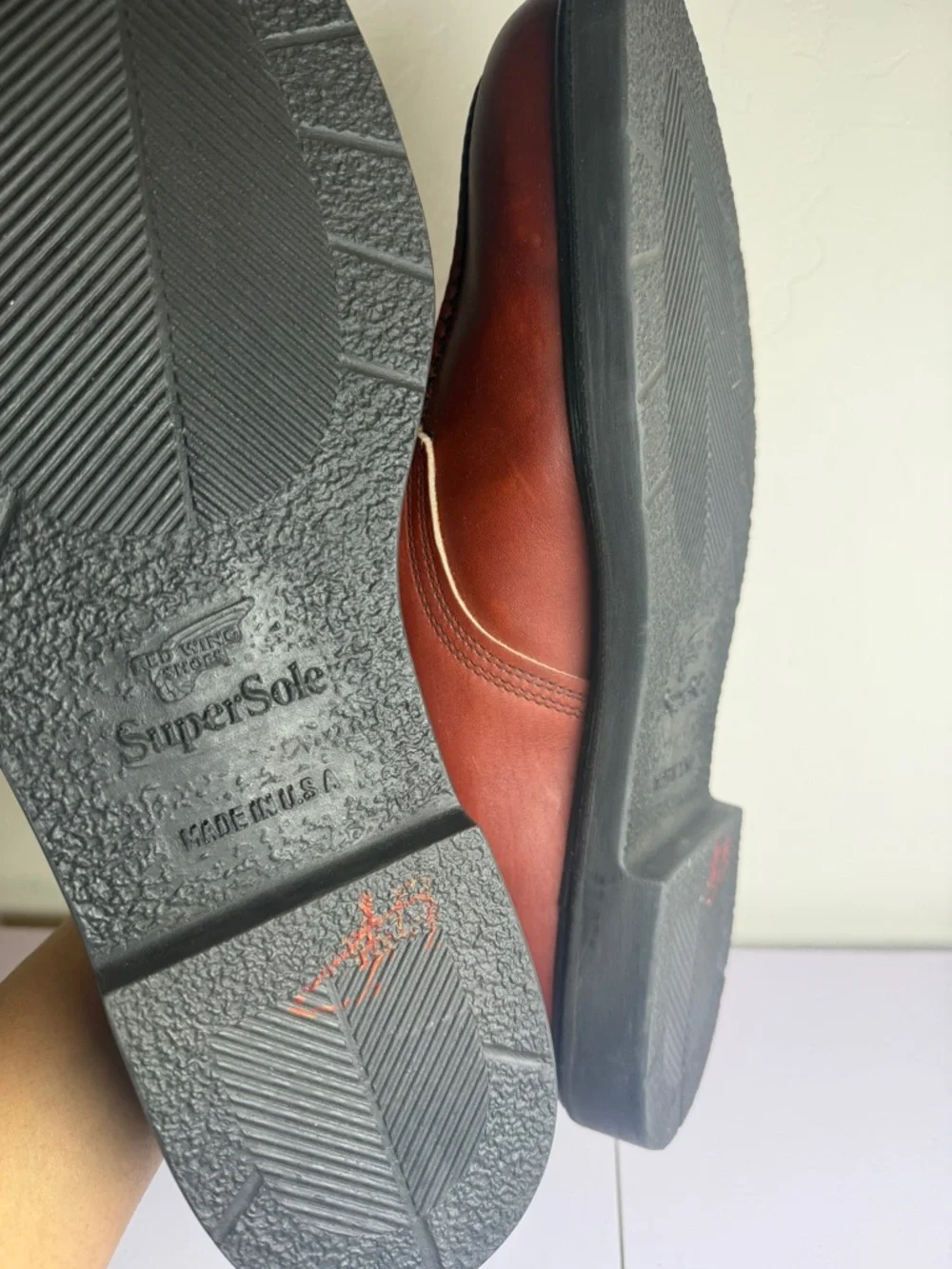 Red Wing loafers size 15 d like new leather shoes